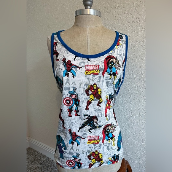 Marvel Disney Comic Book Style Super Hero Ladies Racer Back Tank Top Size XL - Picture 8 of 8